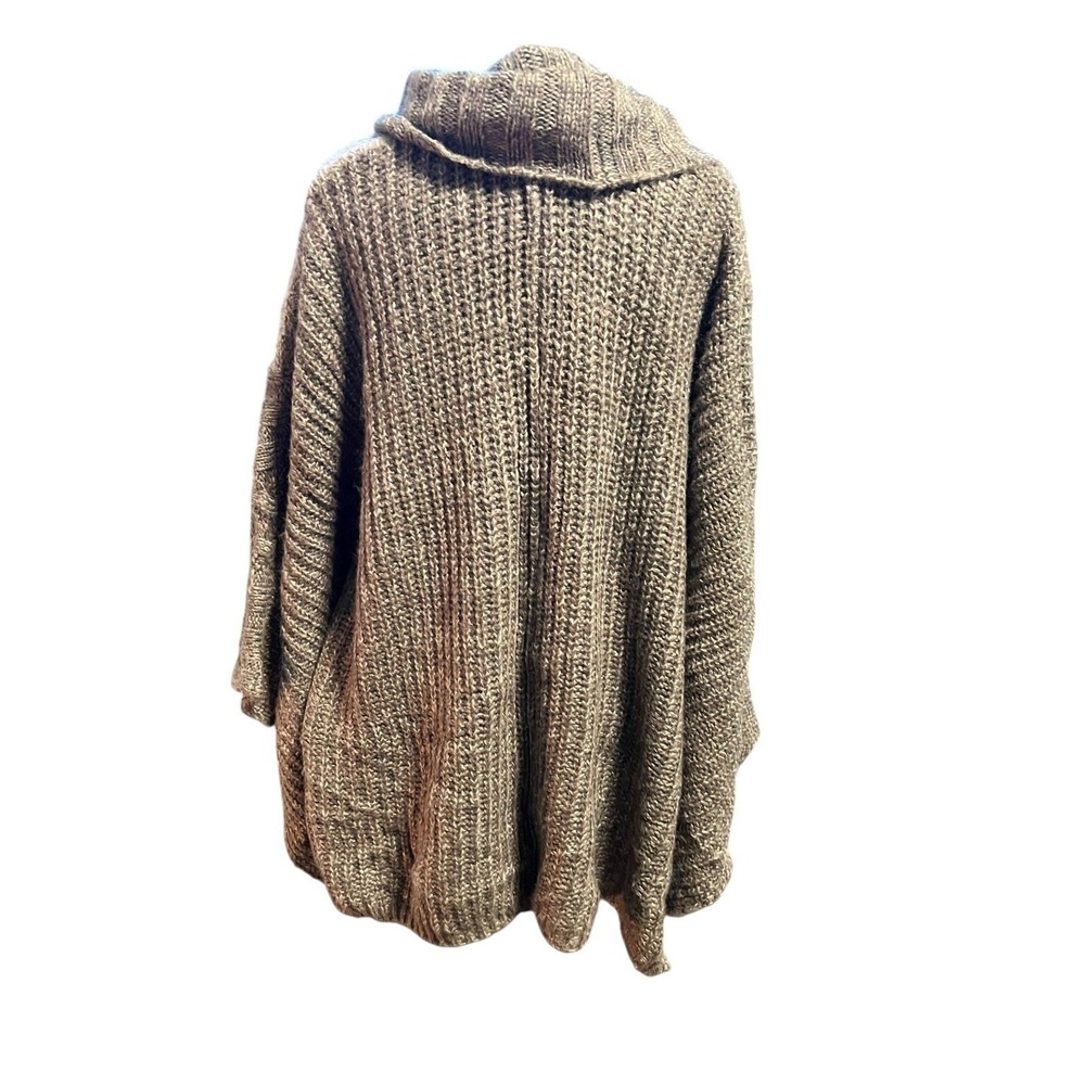Knox Rose size XXL two tone brown patchwork cable knit cowl neck kimono sweater - Picture 2 of 8